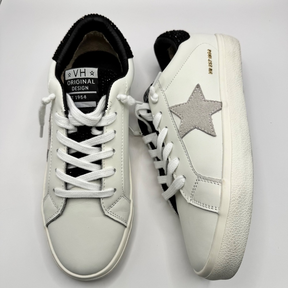 New Vintage Havana White Star Sneakers Embellished Heels Lace‎ Women US Size 7.5